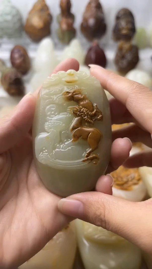 石材方解石棉纹正常不退换三羊开泰