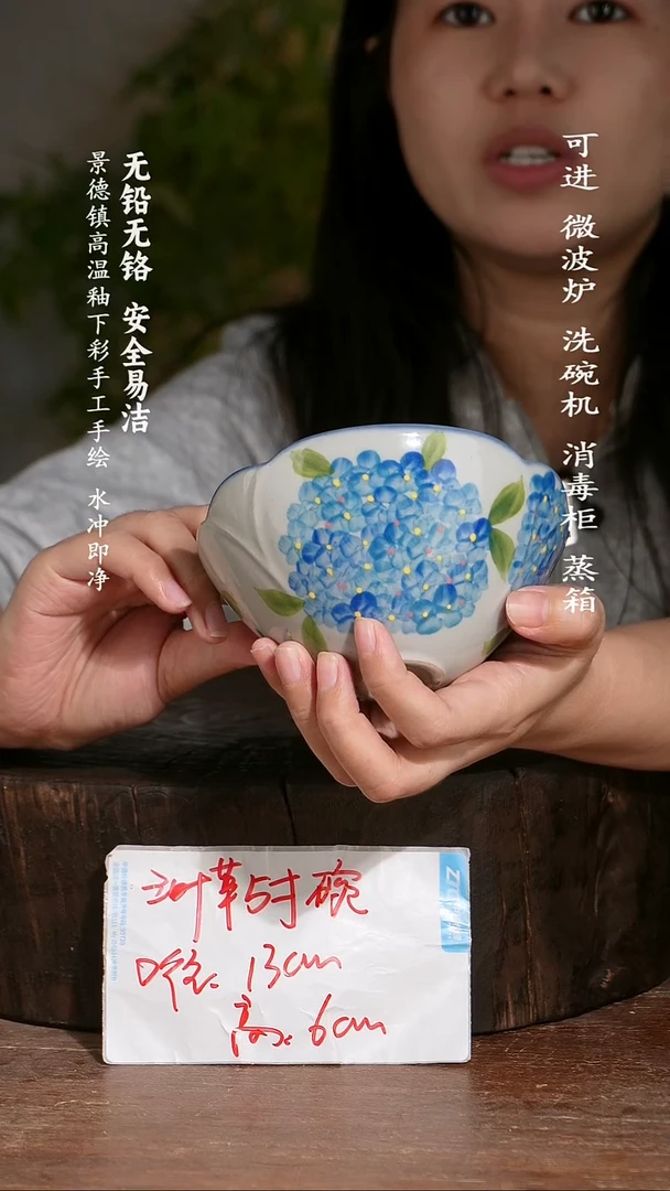 碗陶瓷景德镇高温瓷釉下彩手绘陶瓷