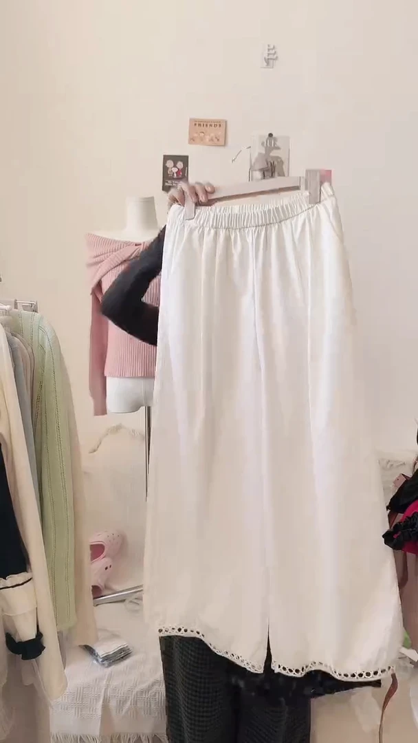 夏季阔腿裤，下边带花边