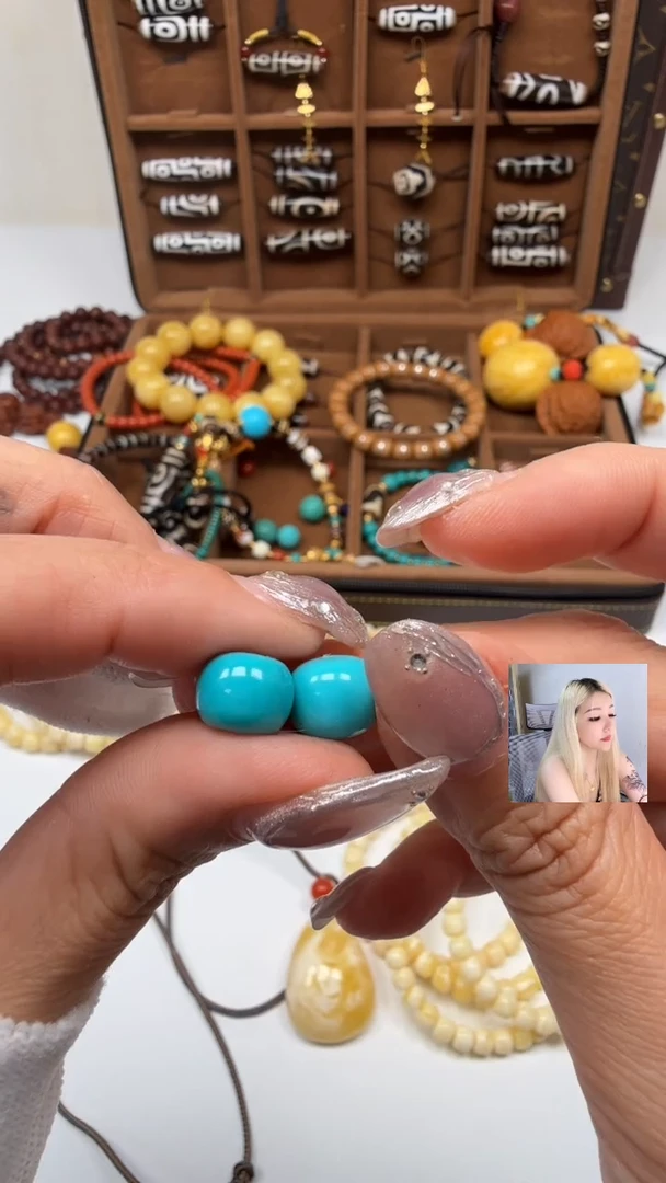 绿松石未镶嵌挂件绿松石单珠一对