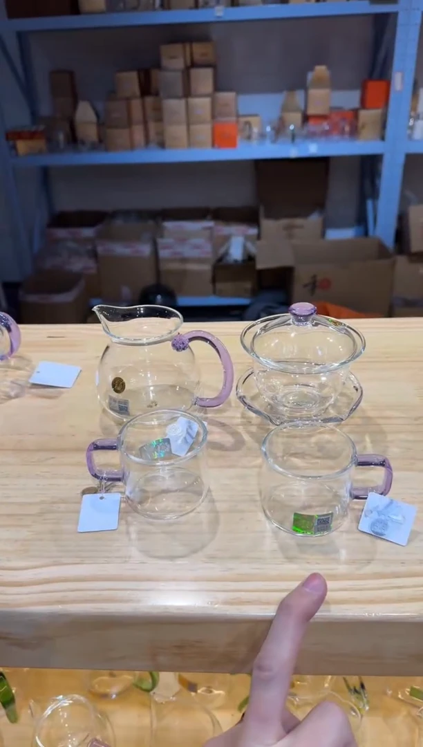 禾器-禅语盖碗-浅紫色+浮莲浅紫++