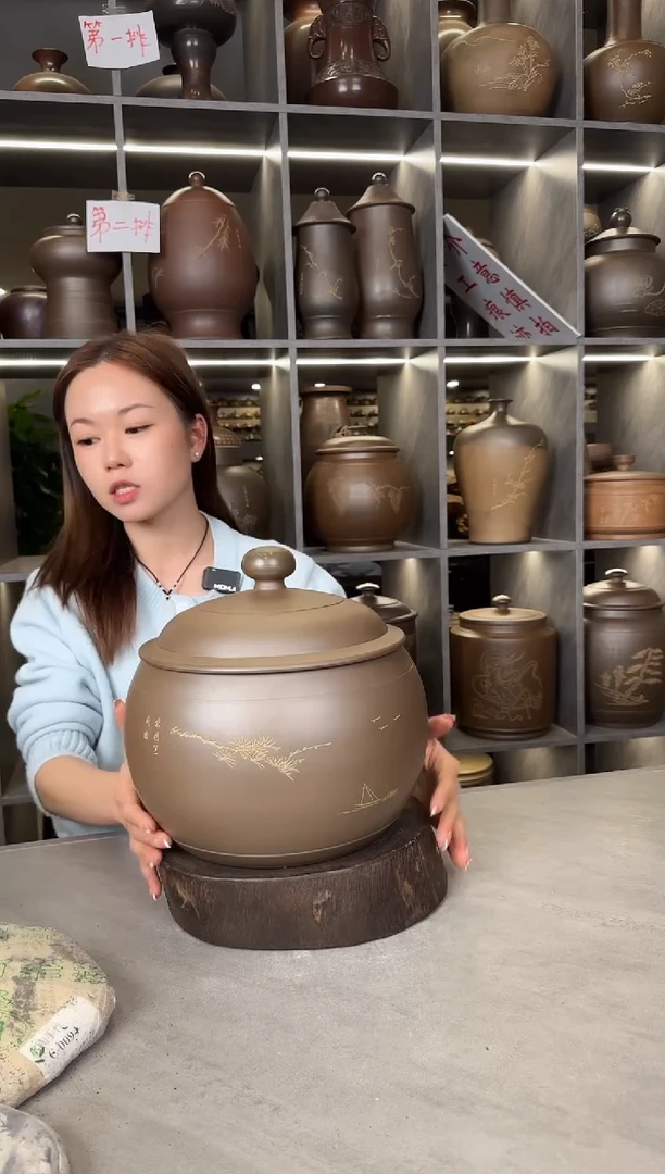 【闪购商品】罐本陶手作泥兴陶2-3斤装茶叶罐手工痕迹