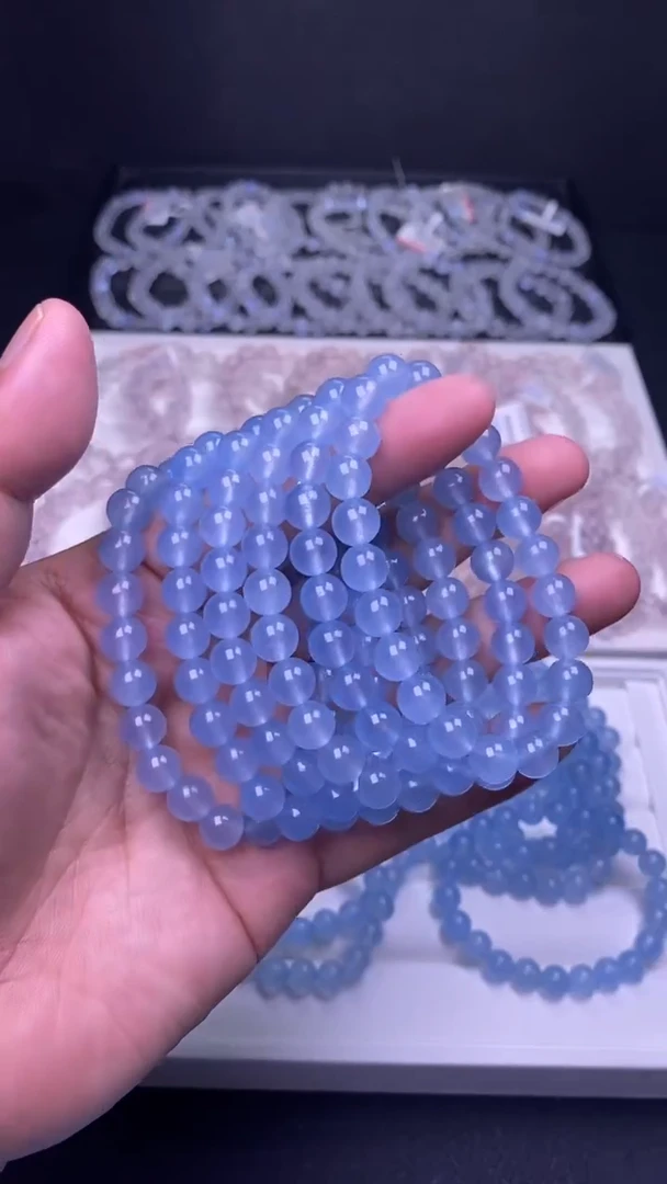 玛瑙/玉髓手串未镶嵌8mm蓝玛瑙