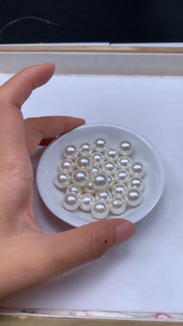 未镶嵌散珠拼合珍珠（马贝珠）B783 白贝珠12mm5个8.8元