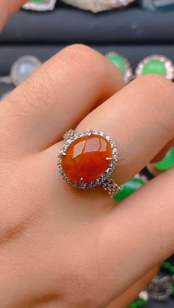 【闪购商品】翡翠戒指银S925镶嵌天然A货翡翠1