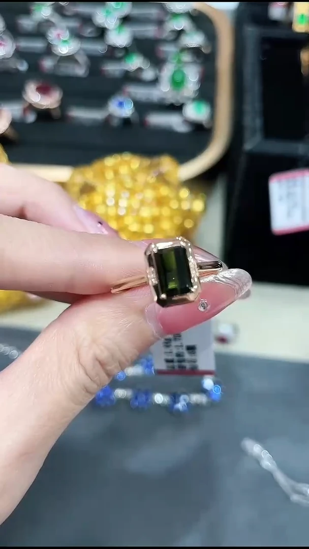戒指18K金镶嵌碧玺234234234