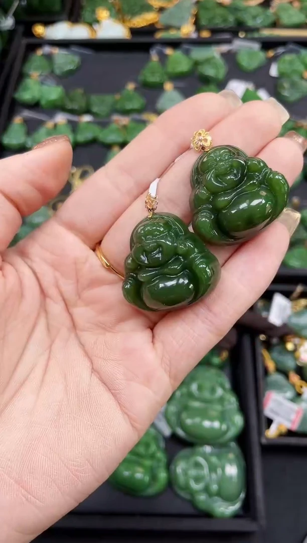 【闪购商品】和田玉吊坠18K金镶嵌多样性发一