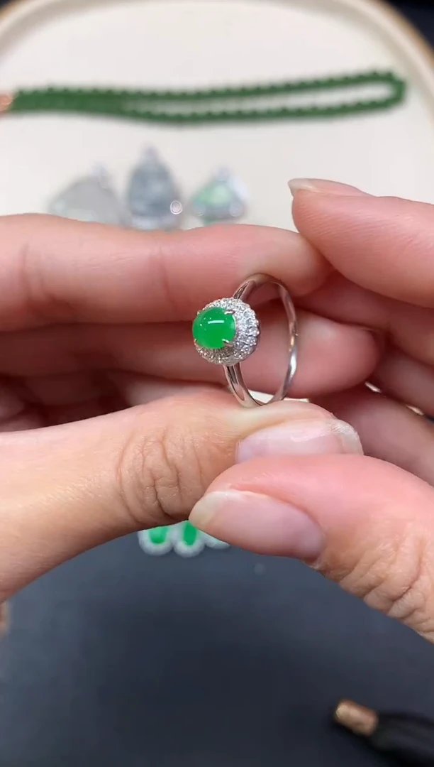 【闪购商品】翡翠戒指18K金镶嵌戒指A329|5980