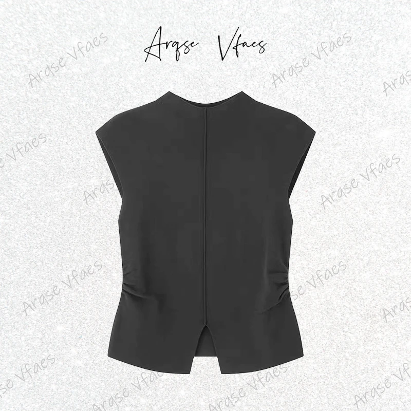 迪家同款2025夏新款通勤风常规无袖毛针织衫纯色韩系上衣Y363103