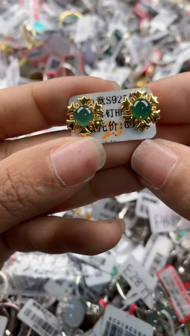 银S925镶嵌戒指翡翠777---2