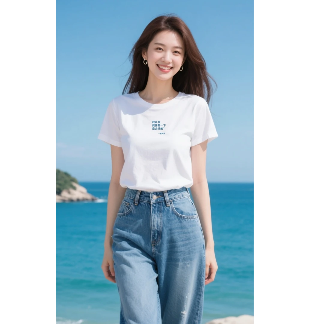 纯棉创意T恤名言趣味上衣男女宽松显瘦高腰圆领百搭休息一下合法