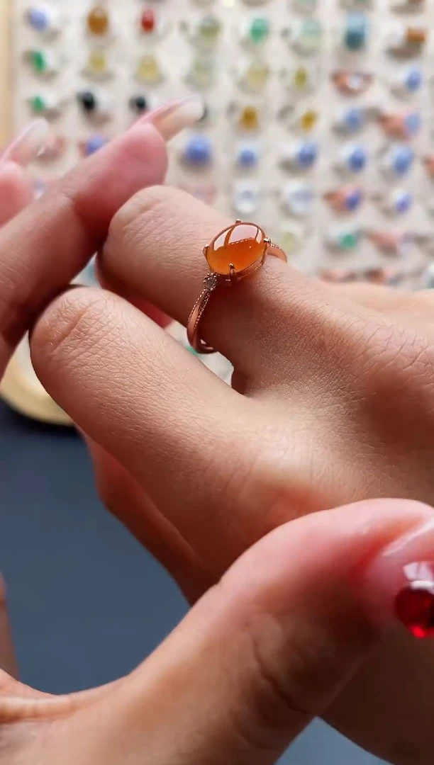 【闪购商品】翡翠戒指银S925镶嵌缅甸天然A货翡翠333 8+7