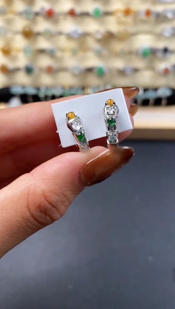 银S925镶嵌戒指翡翠 55555+6