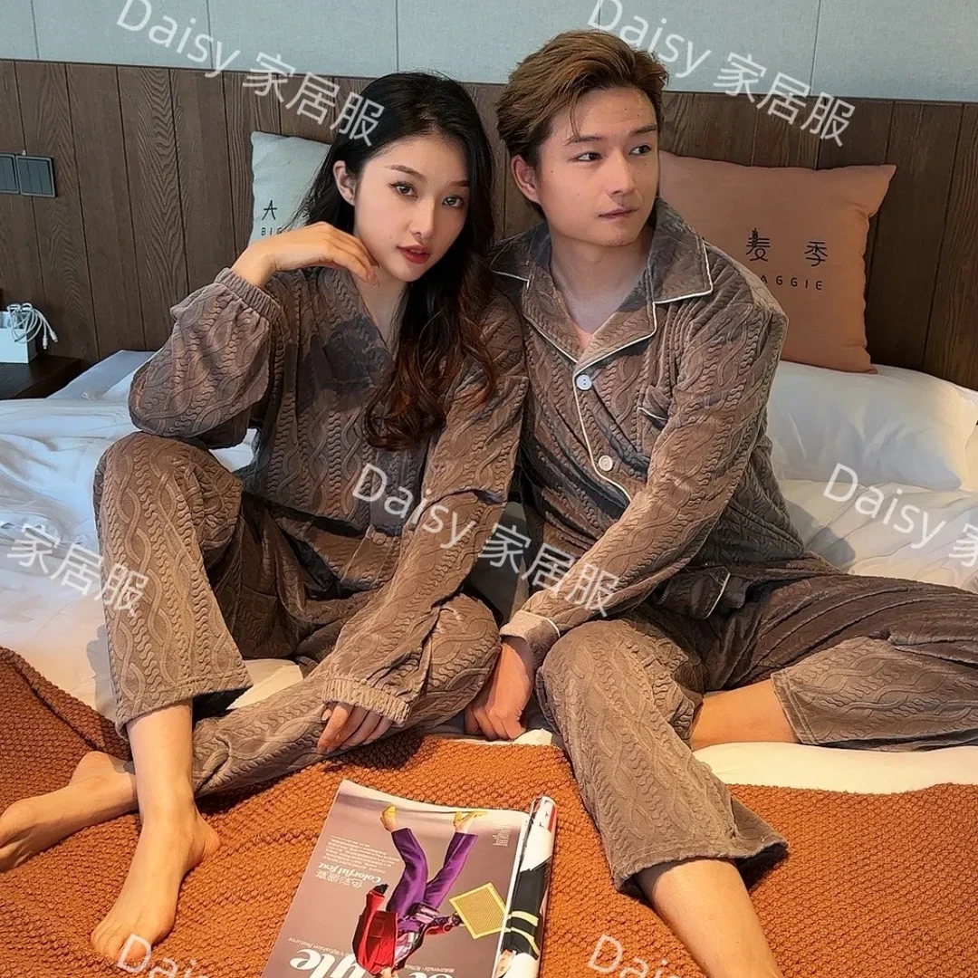 【欲望都市】超柔海岛绒加绒秋冬宽松睡衣情侣款甜美舒适家居服