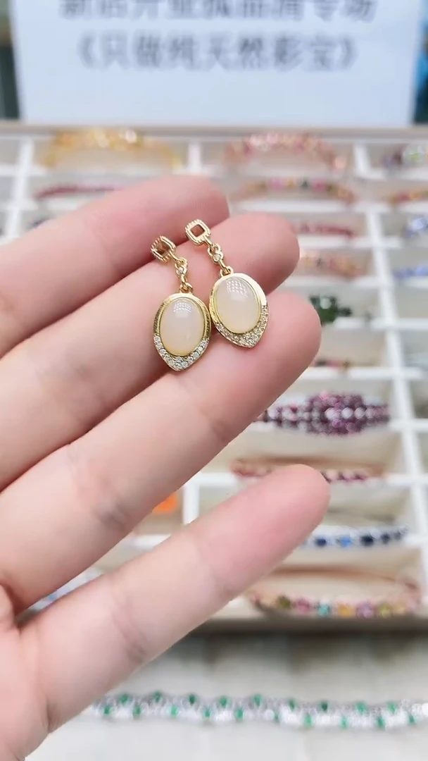 银S925镶嵌和田玉耳饰176ZB1123产品一个（多样性）