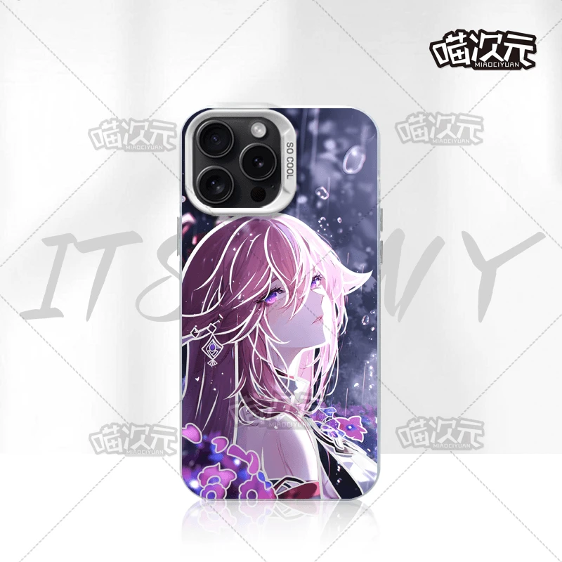 八重神子防指纹彩银适用创意动漫苹果16华为一加13小米手机防摔壳