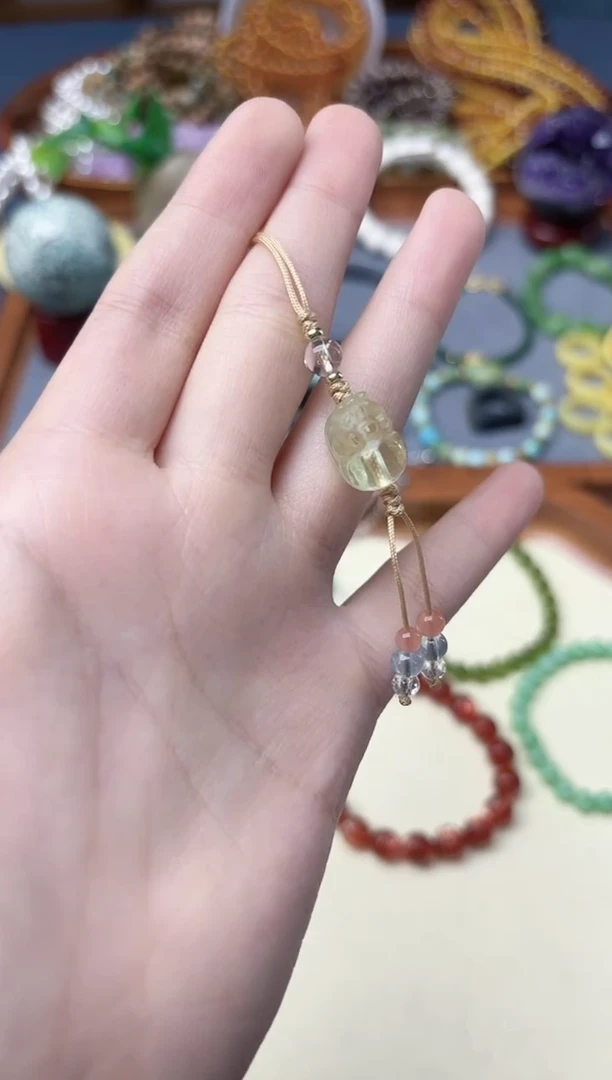 未镶嵌车挂水晶黄水晶手机链挂件ZD