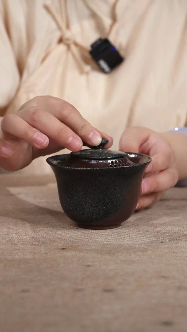 紫砂茶宠柴烧盖碗