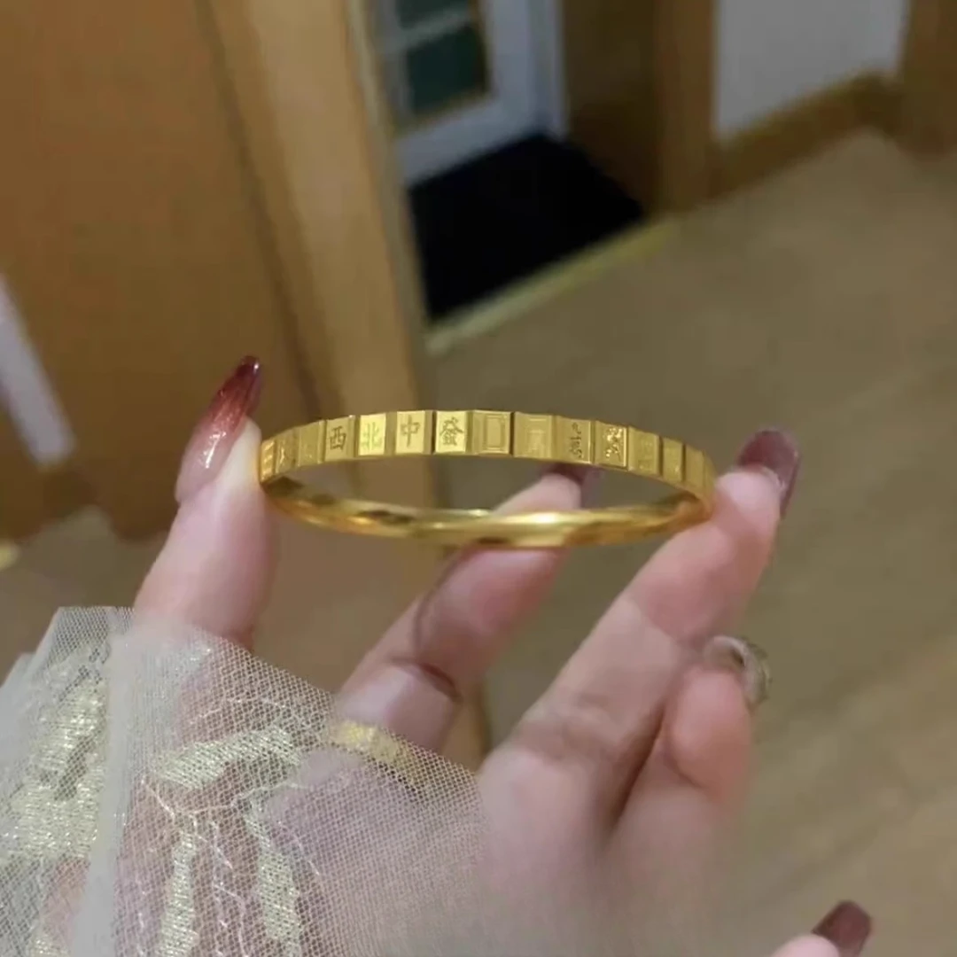 手镯金店同款长款吊坠十三幺麻将2026把把胡手饰百搭气光面