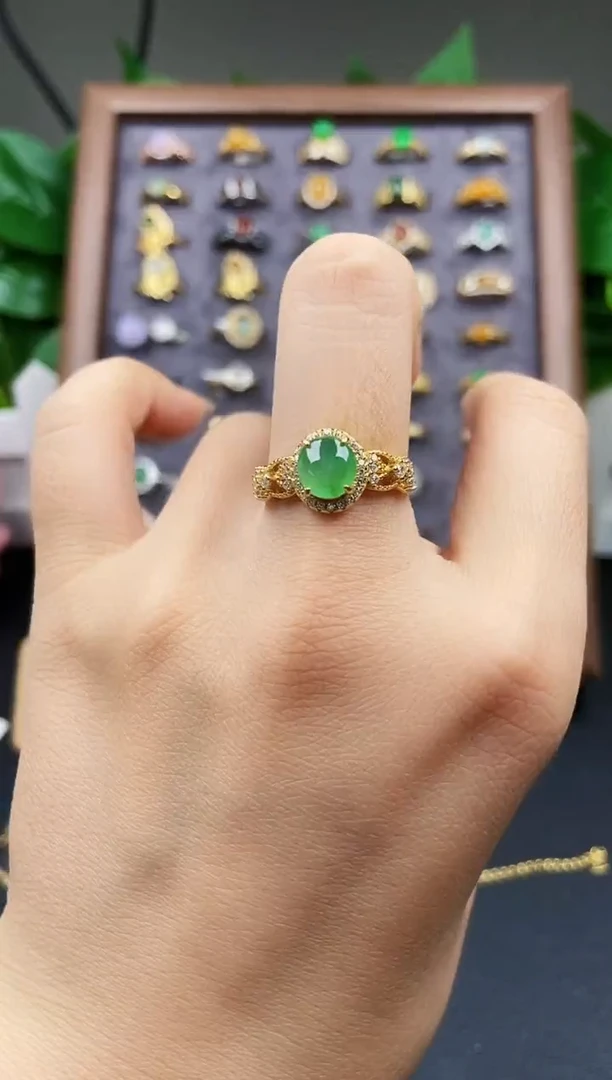 银S925镶嵌戒指翡翠12