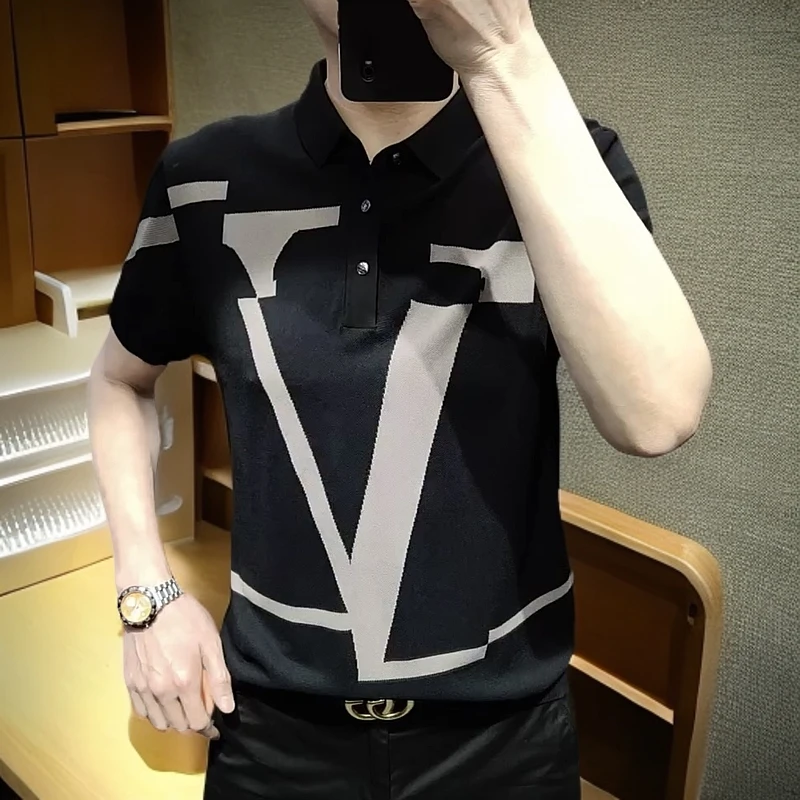 温纽旺薄款夏季翻领松紧体恤男装上衣商务休闲polo衫男士短袖t恤