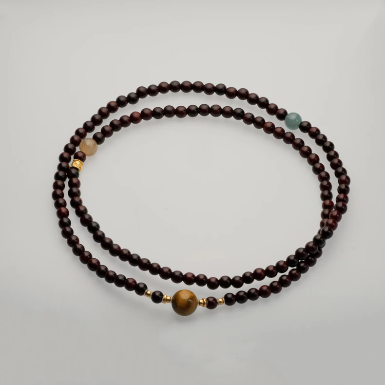 【汀泉】小叶紫檀0.4虎睛石多圈手串