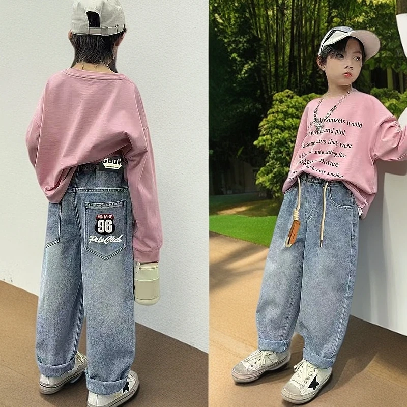 牛仔裤春季男长裤高腰秋款中大童时尚牛仔裤韩版儿童
