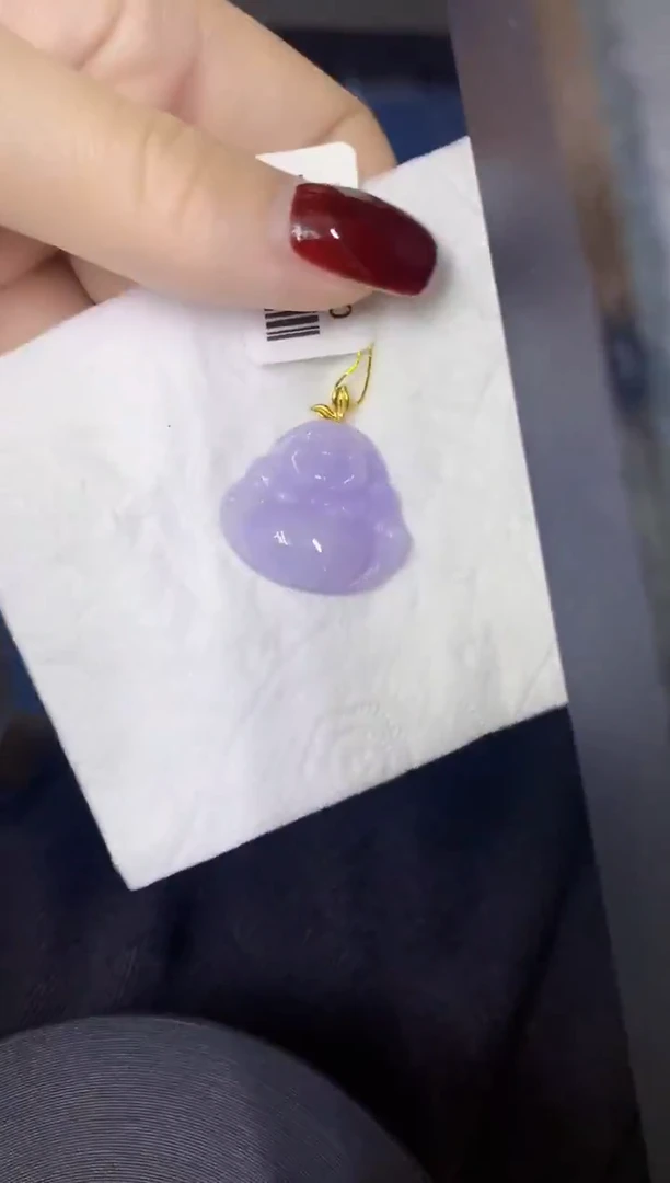 颈饰18K金镶嵌翡翠缅甸天然翡翠A货