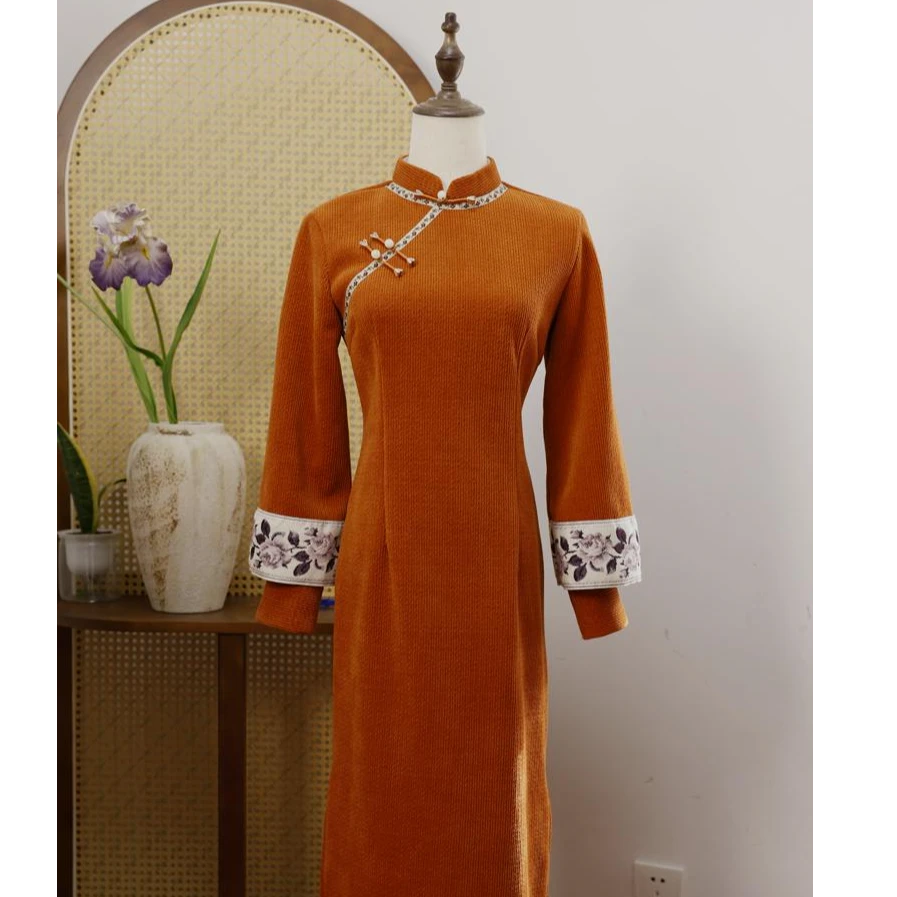 【满容】苏囡囡秋冬新款加绒加厚气质文艺倒大袖旗袍日常可穿