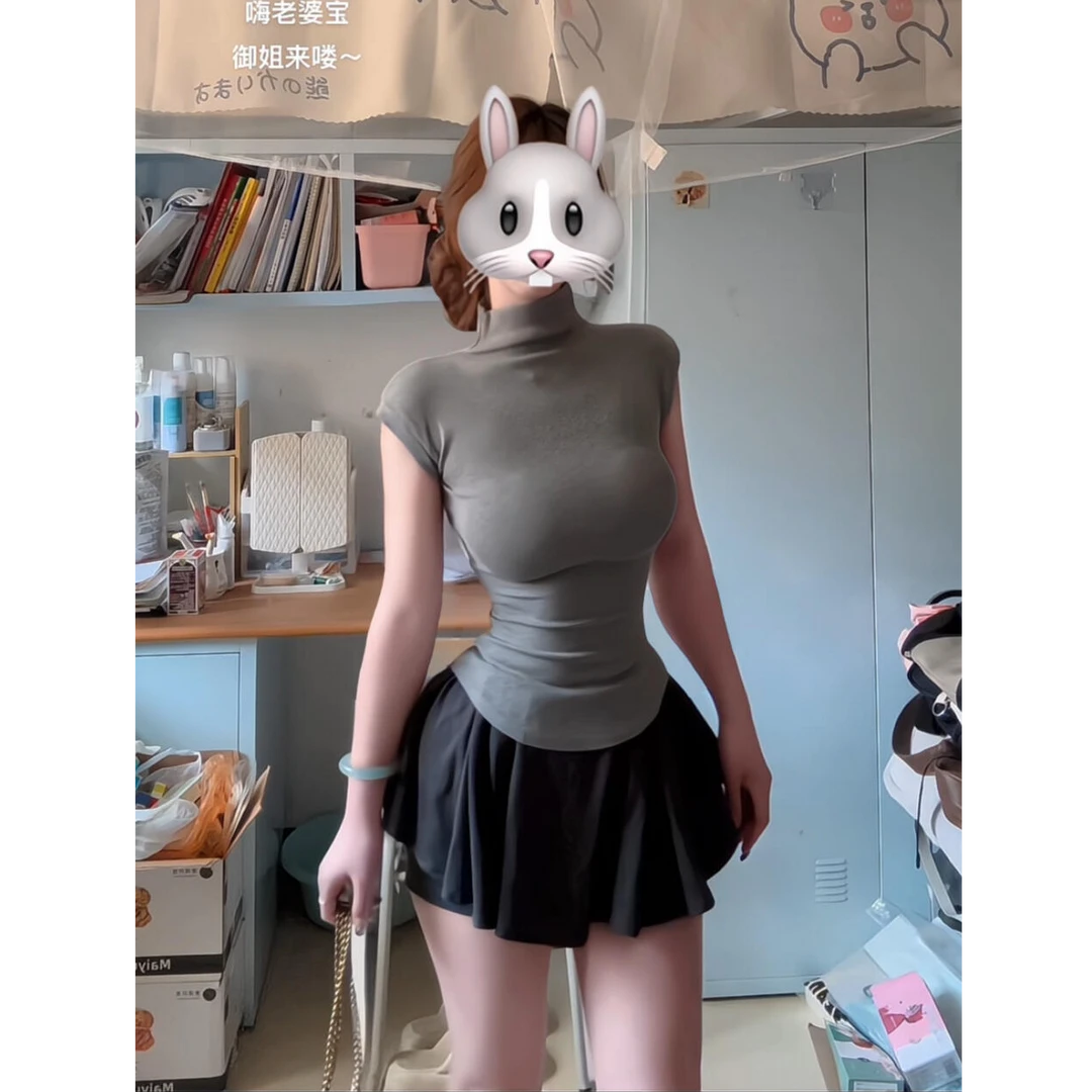 纯欲性感漫画感天菜穿搭高领上衣芭蕾裙裤显瘦不走光四季款女套装
