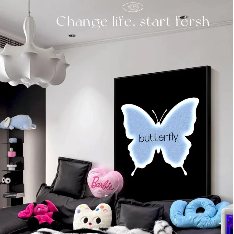 蝴蝶沙发装饰画立体砂岩卧室床头沙发背景装饰画挂画客厅布置用品