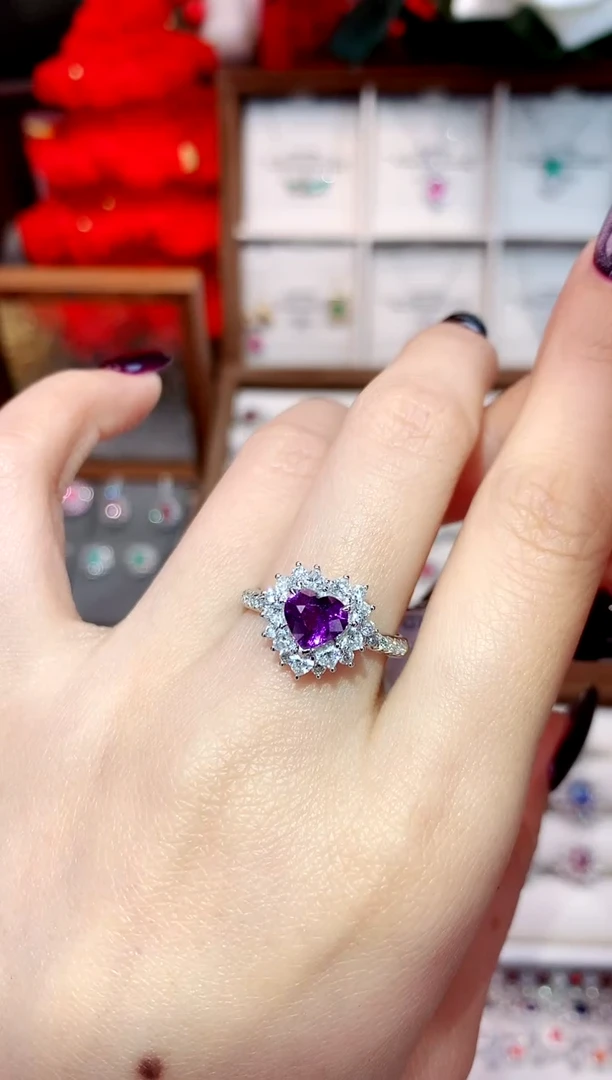 戒指彩色蓝宝石18K金镶嵌1.11ct/天然宝石/七天无理由