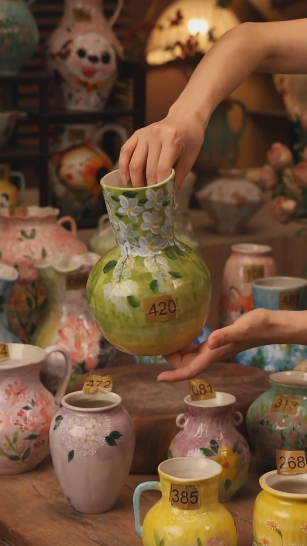 陶瓷景德镇设计师手作花器摆件侘寂风420