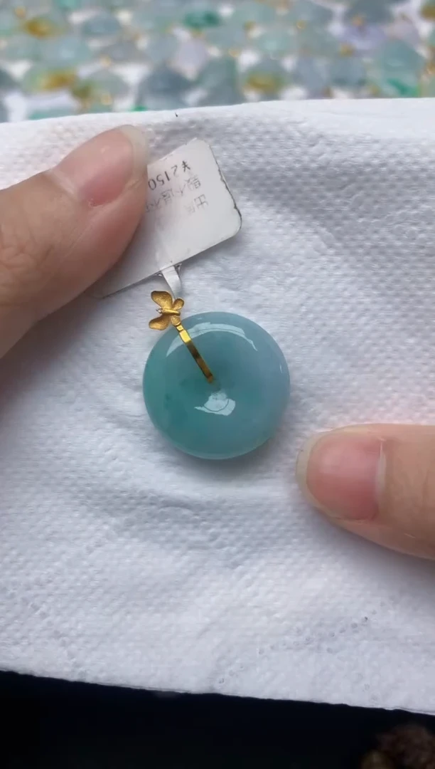 翡翠18K金镶嵌颈饰 天然缅甸A货翡翠