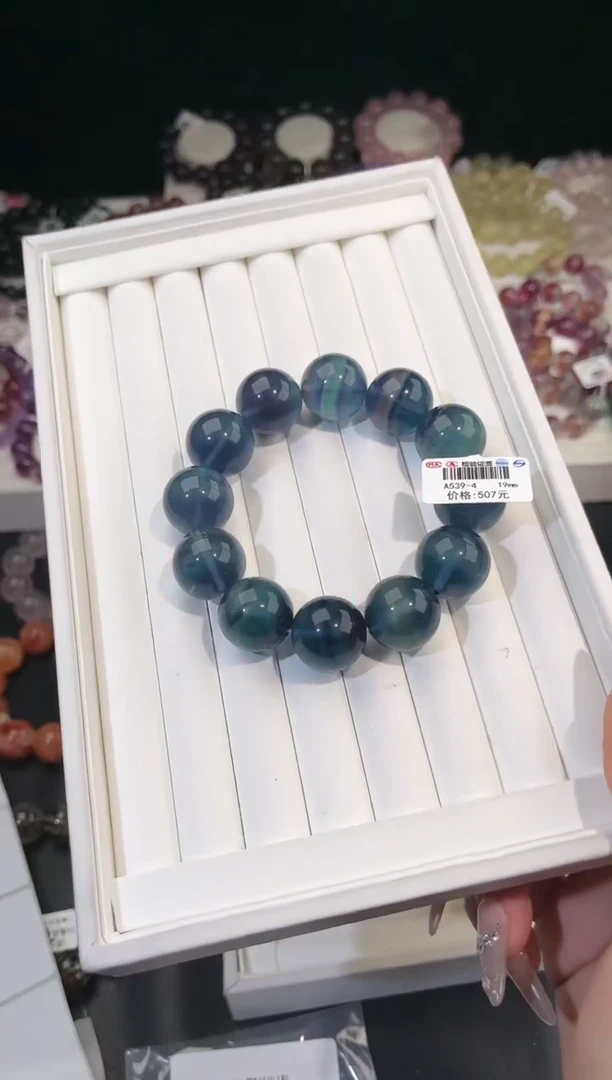 【闪购商品】萤石手链未镶嵌多样性发一蓝绿萤石19mm