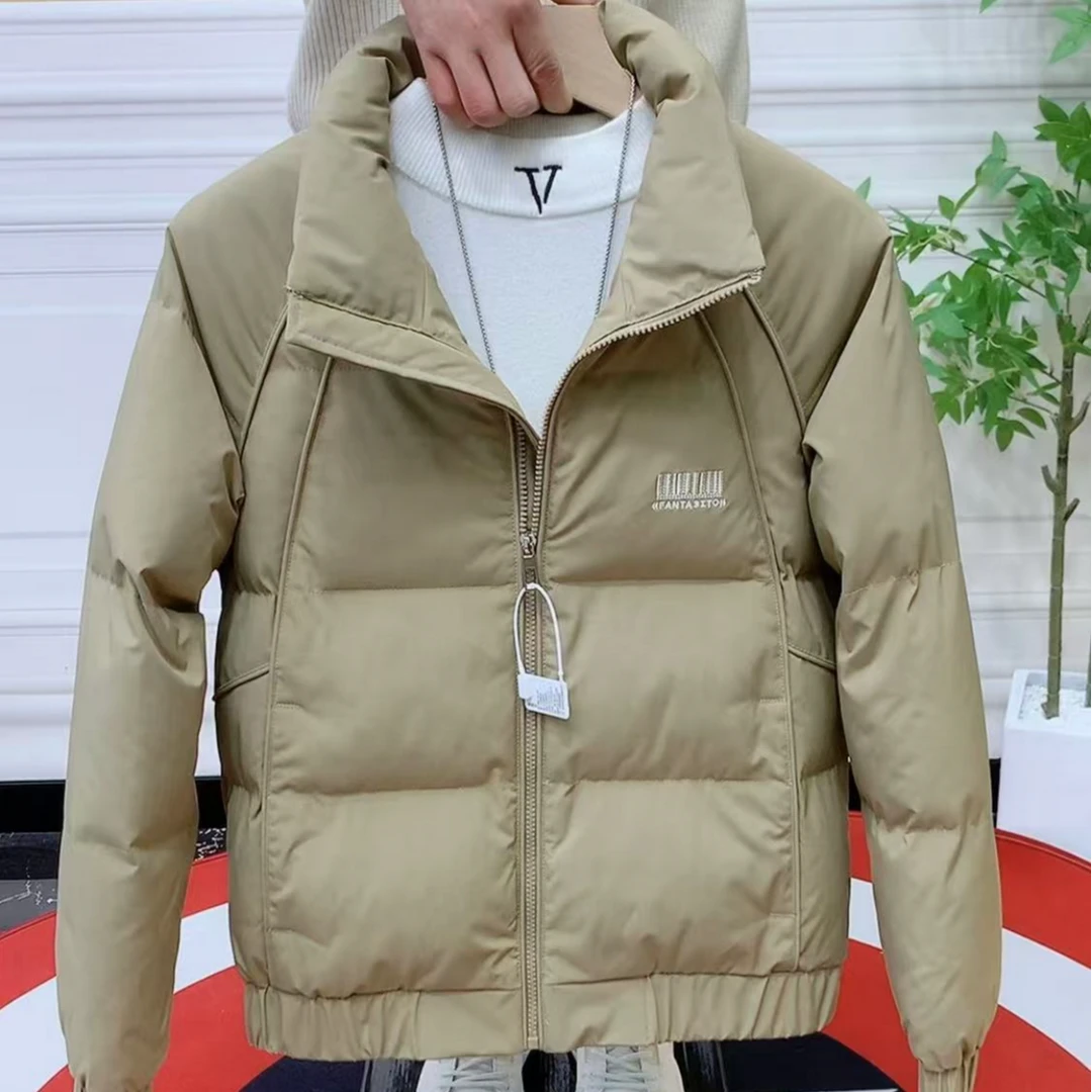 韩版男士时尚简约休闲加厚保暖潮流气质百搭立领棉衣090