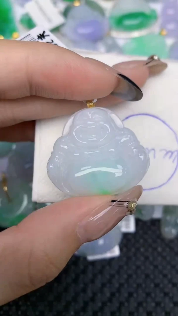 颈饰18K金镶嵌翡翠天然缅甸翡翠a货百元以上9元证书费自理