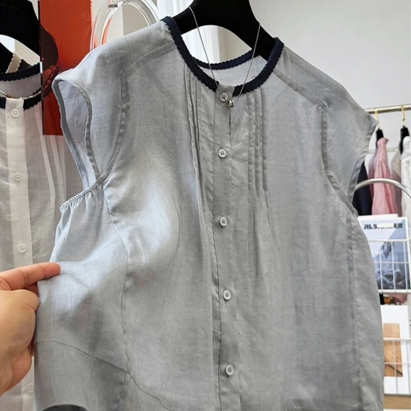 香朵儿2025韩系超好看马甲背心新款上衣无袖衬衫女夏法式气质小衫