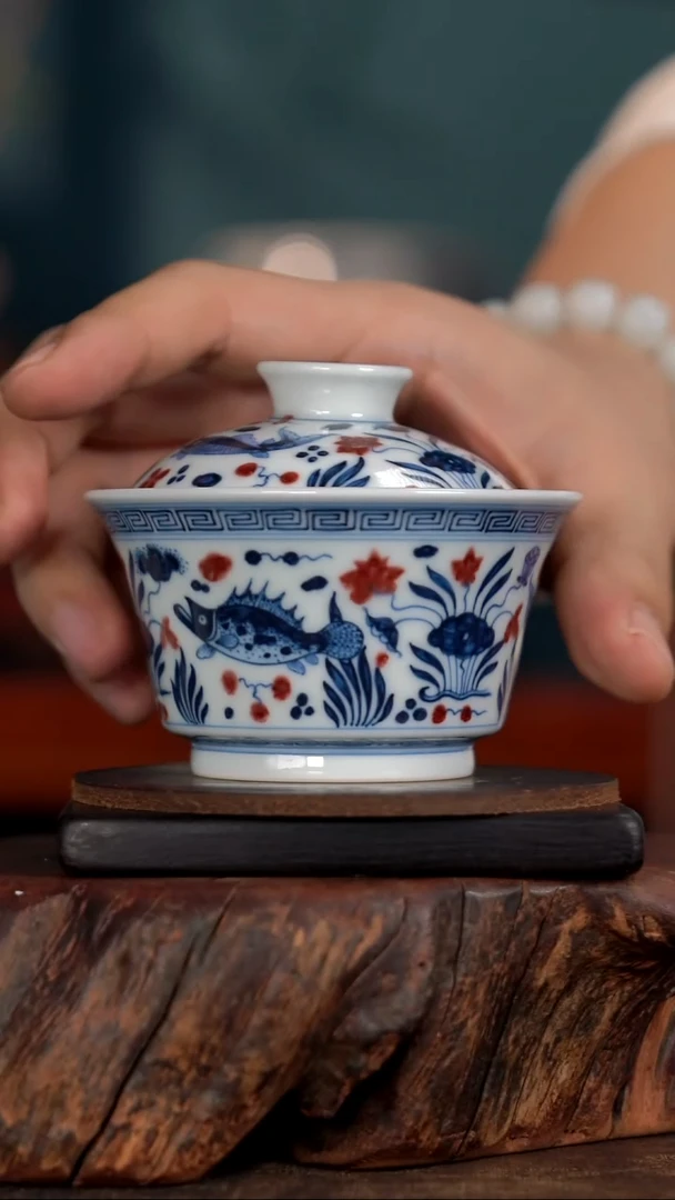 阳春白雪鱼藻盖碗