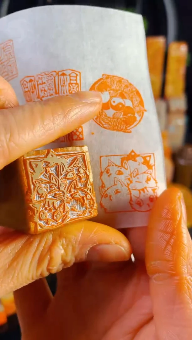 【闪购商品】浙江红石印石手工篆刻《时光与喵》2.5