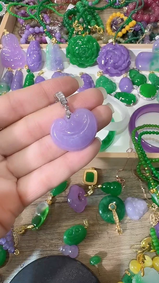 颈饰未镶嵌石英质玉紫元宝项链