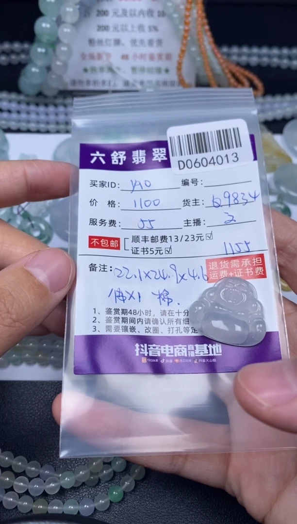 翡翠未镶嵌吊坠(不含链)D0604013