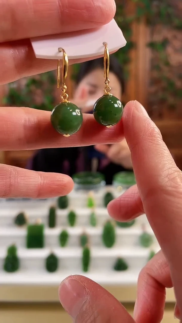 【闪购商品】和田玉2银S925镶嵌大气贯穿耳钩12毫米