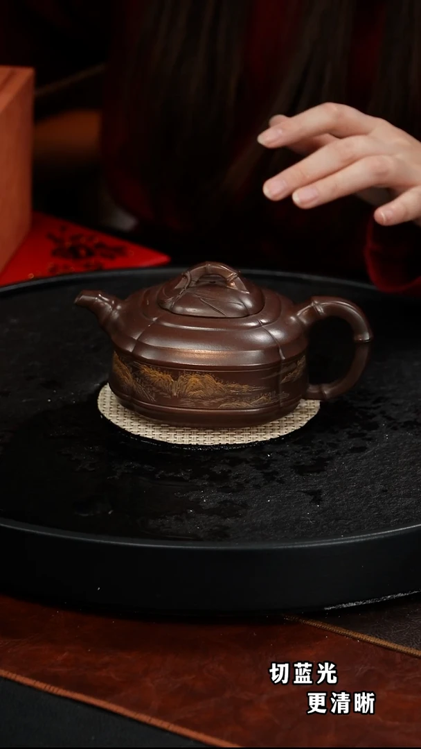 茶壶紫砂赵小俊 四方隐觉93 松亭老紫泥 400毫升