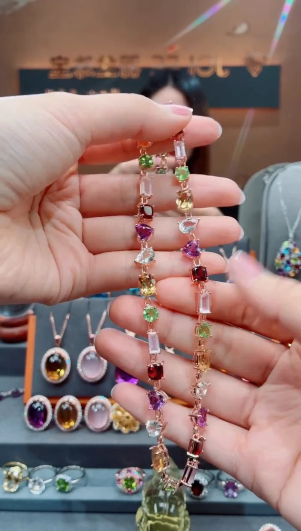 项链银S925镶嵌水晶小*水晶项链