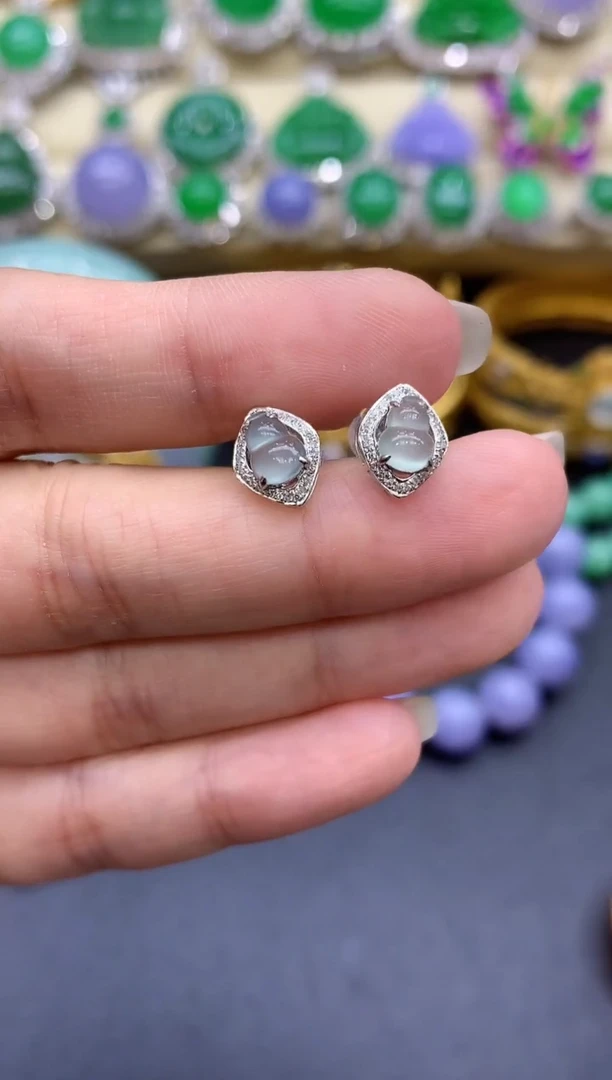 18K金镶嵌翡翠耳饰304-中国好珍宝