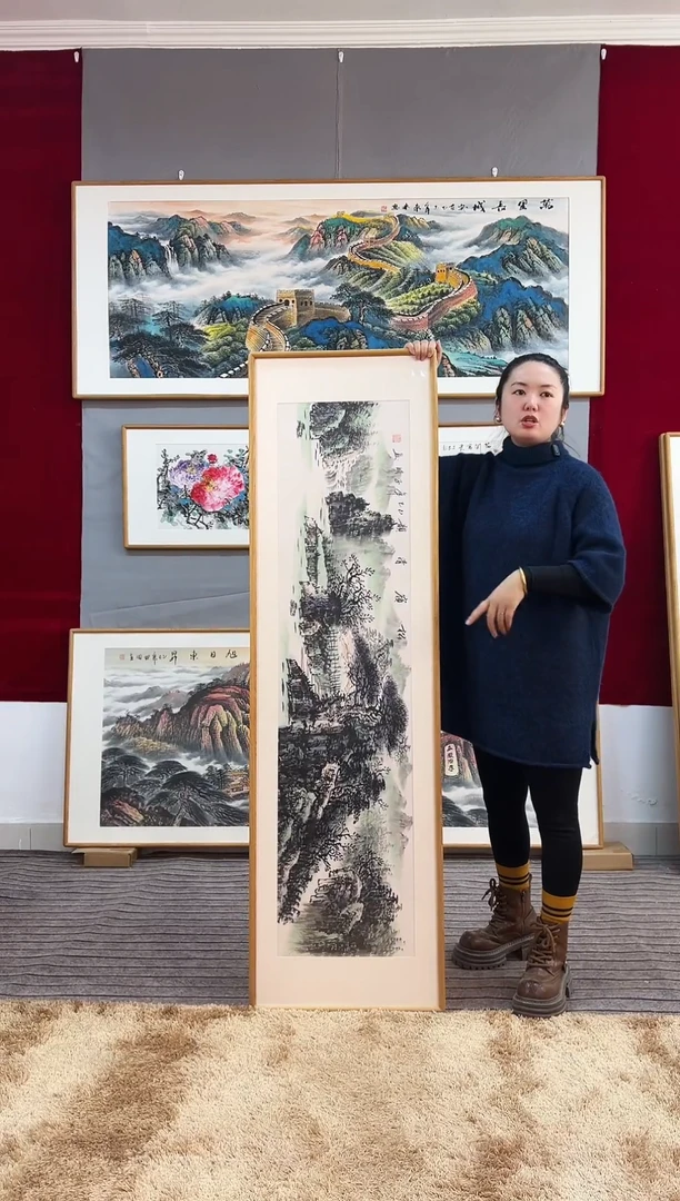 国画手绘山水162*47尺寸