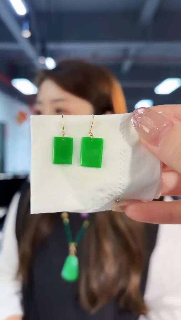 【闪购商品】翡翠耳饰18K金镶嵌缅料A货/支持复检/一对 AB款