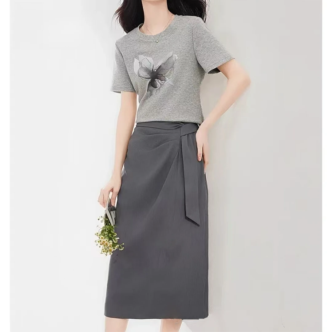 时尚气质百搭休闲2025新款夏季减龄设计师拼接显瘦套装6903