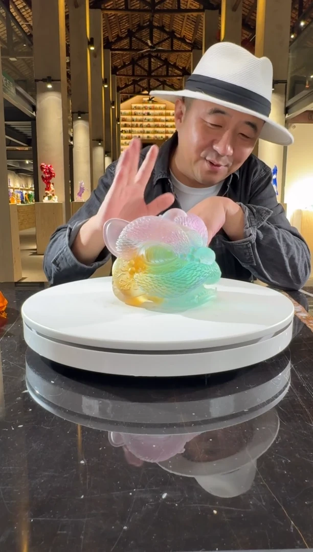 摆件CS0202037小号醒狮艺术琉璃摆件